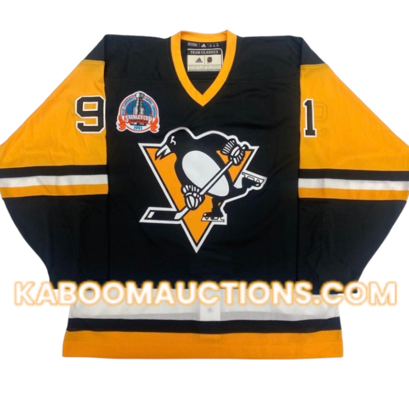 1991 Pittsburgh Penguins 14 Player Team Signed Stanley Cup Hockey Jersey #/91