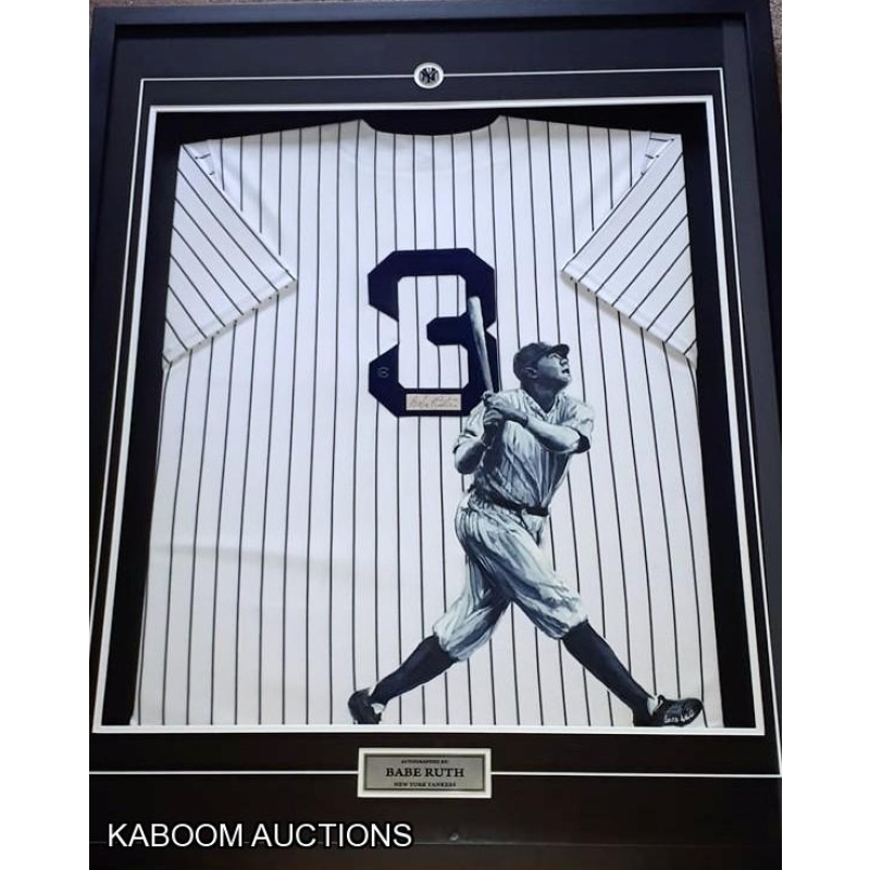 The Bronx Boys Babe Ruth, Lou Gehrig, Joe Dimaggio & Mickey Mantle Signed  & Hand Painted Custom 1/1 New York Yankees Vintage Custom Framed Jersey