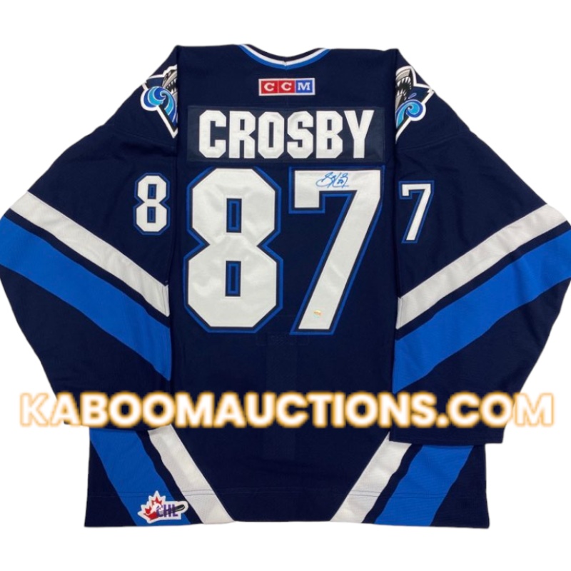 Sidney CROSBY Signed Rimouski Oceanic Pro CCM Blue Jersey