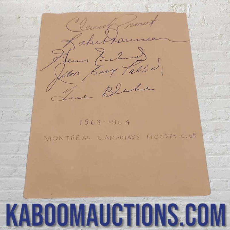 1963-64 Montreal Canadiens Multi Signed Page TOE BLAKE, HENRI RICHARD PLUS 3 MORE!!