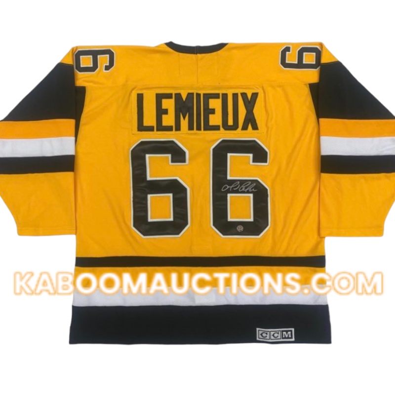 Mario LEMIEUX Signed Pittsburgh Penguins CCM Yellow Jersey *RARE*