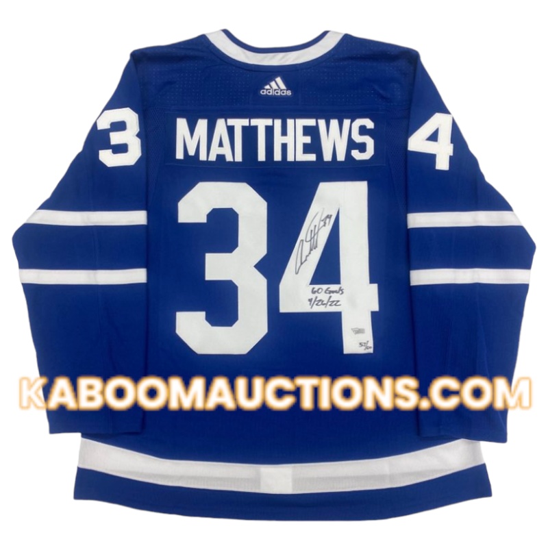 Auston MATTHEWS Signed Toronto Maple Leafs "60 Goals" & "4/26/22" LTD #/60 Dual Inscribed Pro Adidas Blue (Home) Jersey