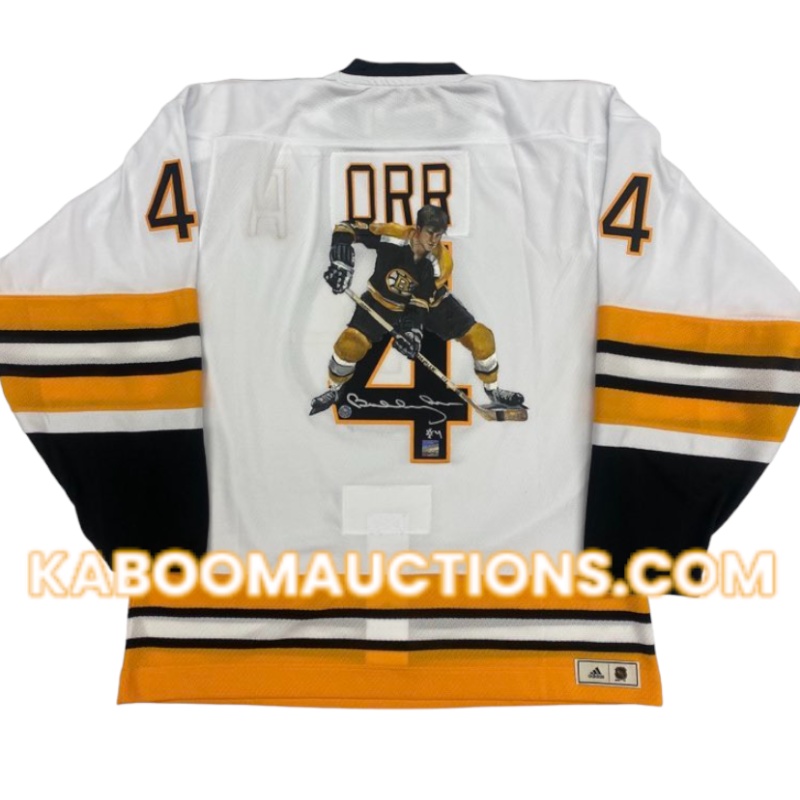 Bobby ORR Signed Boston Bruins HAND PAINTED "Focus" 1/1 White Jersey