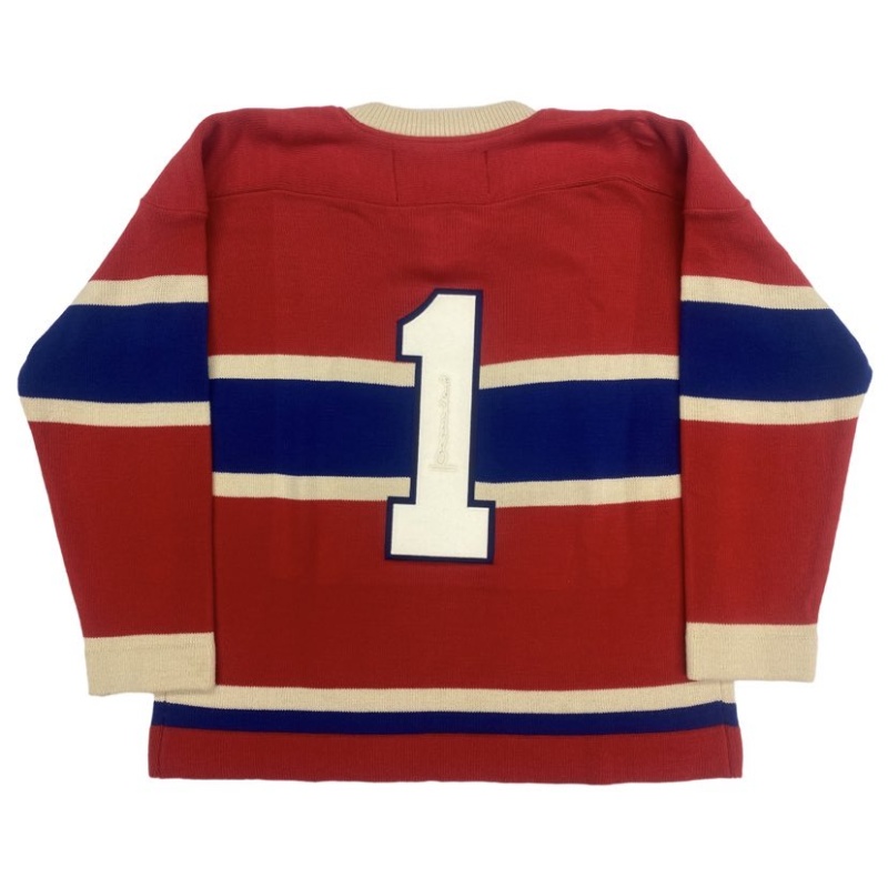 "Jake The Snake" Jacques Plante (deceased 1986) Signed Montreal Canadiens Vintage Wool Model Jersey