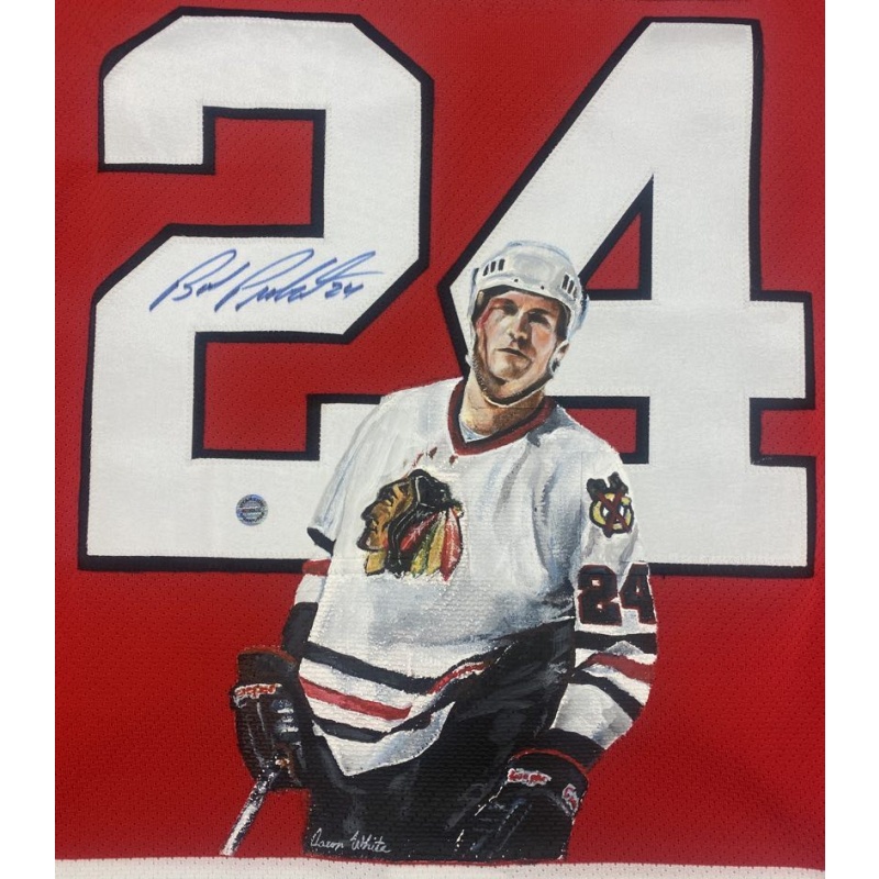 Bob Probert Signed Chicago Blackhawks HAND PAINTED 1/1 Pro Reebok Jersey