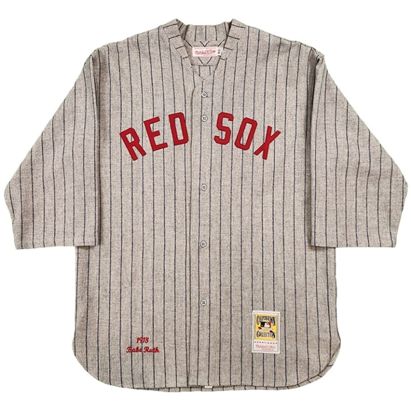 BABE RUTH Auto Boston Red Sox Vintage Wool 1918 Model Mitchell & Ness Jersey!